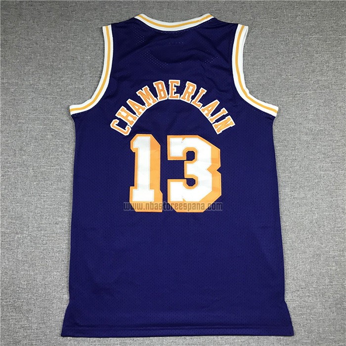 Camiseta Los Angeles Lakers Wilt Chamberlain NO 13 Mitchell & Ness 1971-72 Violeta